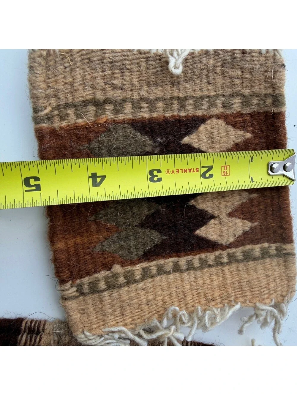 Set of 2‎ Southwestern Woven Wool Coasters Geometric Fringe Earth Tones B-9